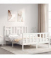 vidaXL Bed Frame with Headboard White 140x200 cm Solid Wood