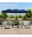 vidaXL Double-Head Parasol Azure Blue 449x245 cm