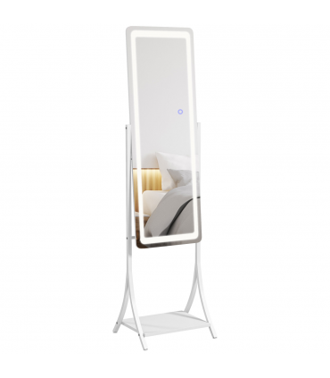 LED Lighted Full Length Mirror White 42L x 37W x 155.5H cm Adjustable Brightness