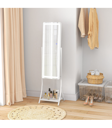 LED Lighted Full Length Mirror White 42L x 37W x 155.5H cm Adjustable Brightness