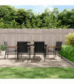 vidaXL 7 Piece Garden Dining Set Black Textilene and Steel