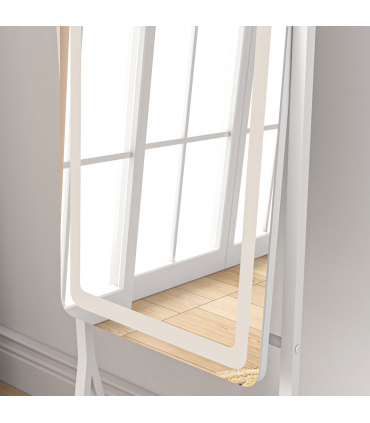 LED Lighted Full Length Mirror White 42L x 37W x 155.5H cm Adjustable Brightness