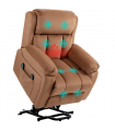 HOMCOM Lift Chair Riser and Recliner Chair with Vibration Massage, Heat, Brown