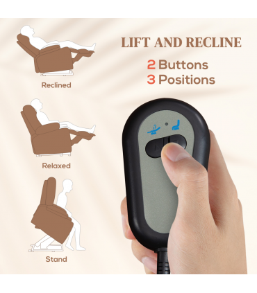 HOMCOM Lift Chair Riser and Recliner Chair with Vibration Massage, Heat, Brown