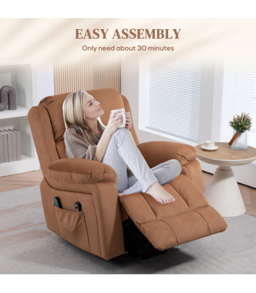 HOMCOM Lift Chair Riser and Recliner Chair with Vibration Massage, Heat, Brown