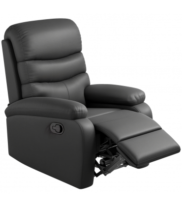 HOMCOM Manual Recliner Chair Armchair for Living Room with Footrest Black