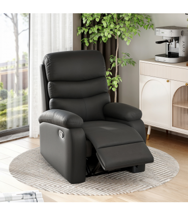 HOMCOM Manual Recliner Chair Armchair for Living Room with Footrest Black