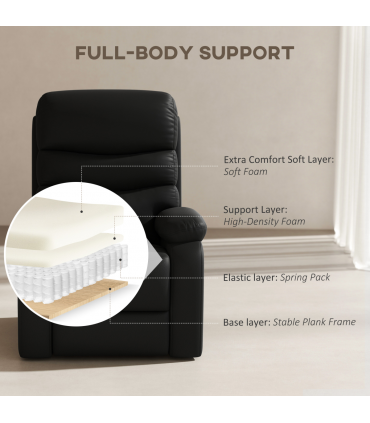 HOMCOM Manual Recliner Chair Armchair for Living Room with Footrest Black