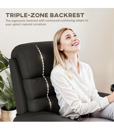 HOMCOM Manual Recliner Chair Armchair for Living Room with Footrest Black