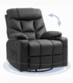 HOMCOM Manual Recliner Chair with Footrest, Cup Holder, Swivel Base, Black
