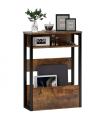 HOMCOM Narrow Side Table with Storage, Bedside End Table, Rustic Brown