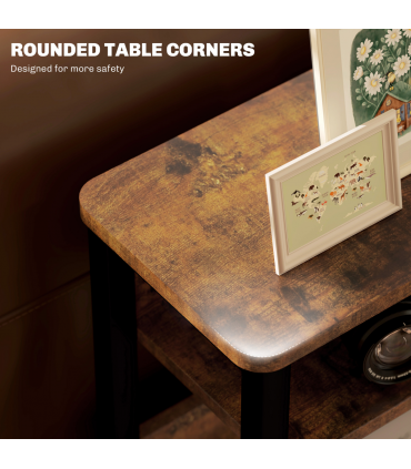 HOMCOM Narrow Side Table with Storage, Bedside End Table, Rustic Brown