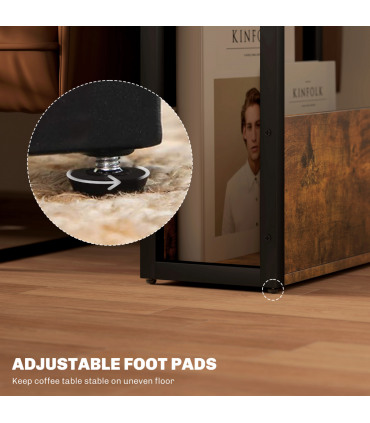 HOMCOM Narrow Side Table with Storage, Bedside End Table, Rustic Brown