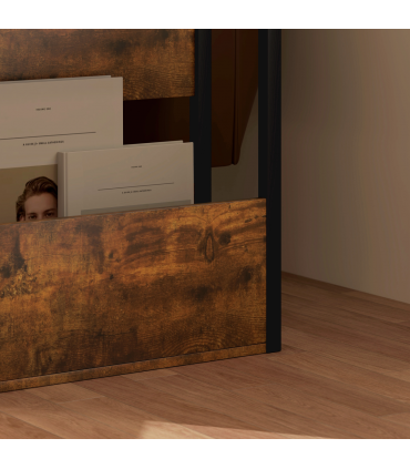 HOMCOM Narrow Side Table with Storage, Bedside End Table, Rustic Brown