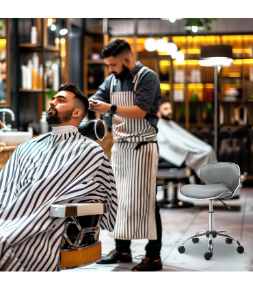 HOMCOM Office Chair Beauty Salon Rolling Technician Stool Chair Grey