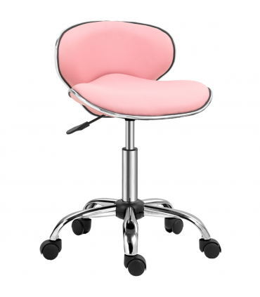 HOMCOM Office Chair Beauty Salon Rolling Technician Stool Chair Pink