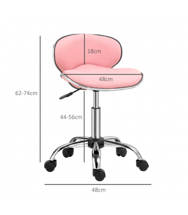 HOMCOM Office Chair Beauty Salon Rolling Technician Stool Chair Pink