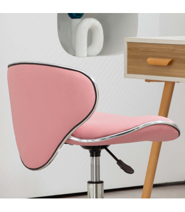 HOMCOM Office Chair Beauty Salon Rolling Technician Stool Chair Pink