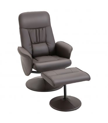 HOMCOM PU Leather Armchair and Footrest Swivel Recliner w/ Ottoman