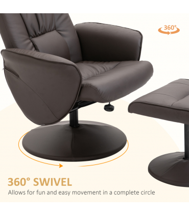 HOMCOM PU Leather Armchair and Footrest Swivel Recliner w/ Ottoman