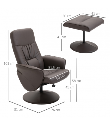 HOMCOM PU Leather Armchair and Footrest Swivel Recliner w/ Ottoman