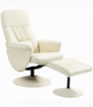 HOMCOM PU Leather Armchair and Footrest Swivel Recliner w/ Ottoman Cream White