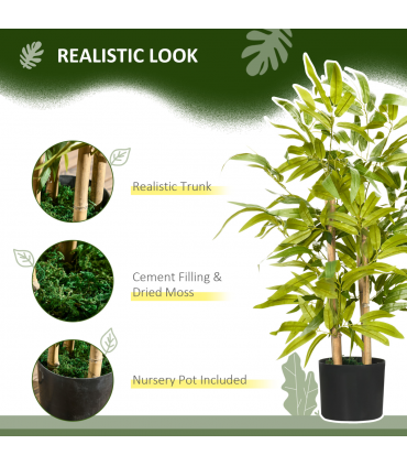 Artificial Plant Green Thick Plastic Bamboo Design Tabletop Size 60cm Height