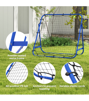 HOMCOM Rebounder Net Kids Adults Football Training Aid Adjustable Blue