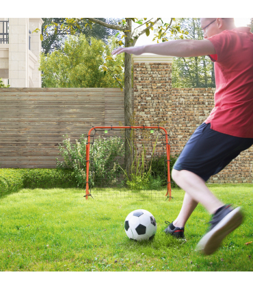 HOMCOM Rebounder Net Kids Adults Football Training Aid Adjustable Red
