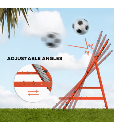 HOMCOM Rebounder Net Kids Adults Football Training Aid Adjustable Red