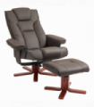 HOMCOM Reclining Armchair with Footstool and Adjustable Backrest, Brown