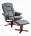 HOMCOM Reclining Armchair with Footstool and Adjustable Backrest, Grey