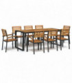 vidaXL 9 Piece Garden Dining Set Solid Wood Acacia and Metal