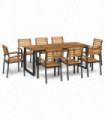 vidaXL 9 Piece Garden Dining Set Solid Wood Acacia and Metal