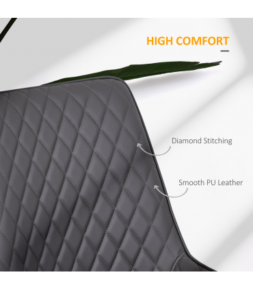 Dining Chairs Set Of 2 Grey PU Leather Metal Frame Quilted Back 89x49x60cm