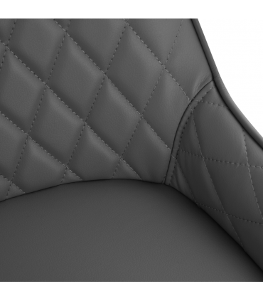 Dining Chairs Set Of 2 Grey PU Leather Metal Frame Quilted Back 89x49x60cm