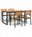 vidaXL 5 Piece Garden Dining Set Solid Wood Acacia and Metal