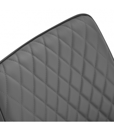 Dining Chairs Set Of 2 Grey PU Leather Metal Frame Quilted Back 89x49x60cm