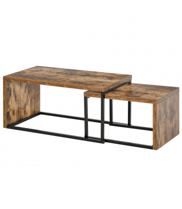Coffee Table  of 2, Side Table, Tea Table, MDF, Dark Brown, 108W x 30D x 60H cm