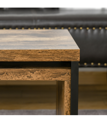 Coffee Table  of 2, Side Table, Tea Table, MDF, Dark Brown, 108W x 30D x 60H cm