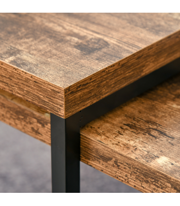 Coffee Table  of 2, Side Table, Tea Table, MDF, Dark Brown, 108W x 30D x 60H cm