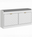 HOMCOM Shoe Bench with 2 Flip Drawers, Cushion, 8 Pairs for Entryway White