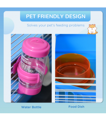 Hamster Cage Carrier Small Animal House w/ Exercise Wheels, Tunnel Tube, Pawhut