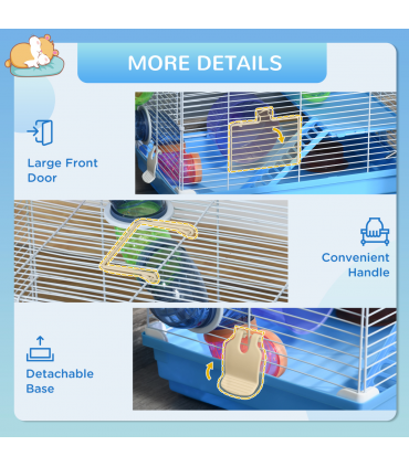 Hamster Cage Carrier Small Animal House w/ Exercise Wheels, Tunnel Tube, Pawhut