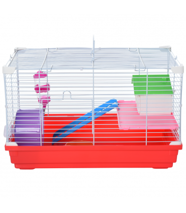 Hamster Cage Pet Animal Travel Cage Box Double Layers Red and White