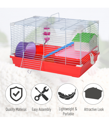 Hamster Cage Pet Animal Travel Cage Box Double Layers Red and White