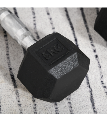 Hexagonal Dumbbells Kit Weight Lifting Exercise for Home Fitness 2x5kg HOMCOM