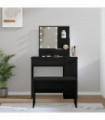 vidaXL Dressing Table Set with LED Black Engineered Wood