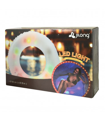 LED Light Swim Ring - 90cm Diameter - Tough Vinyl Rubber - Assorted Colors