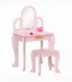 Kids Dressing Table and Stool w/ Mirror and Drawer, for Ages 3-6 Years - Pink